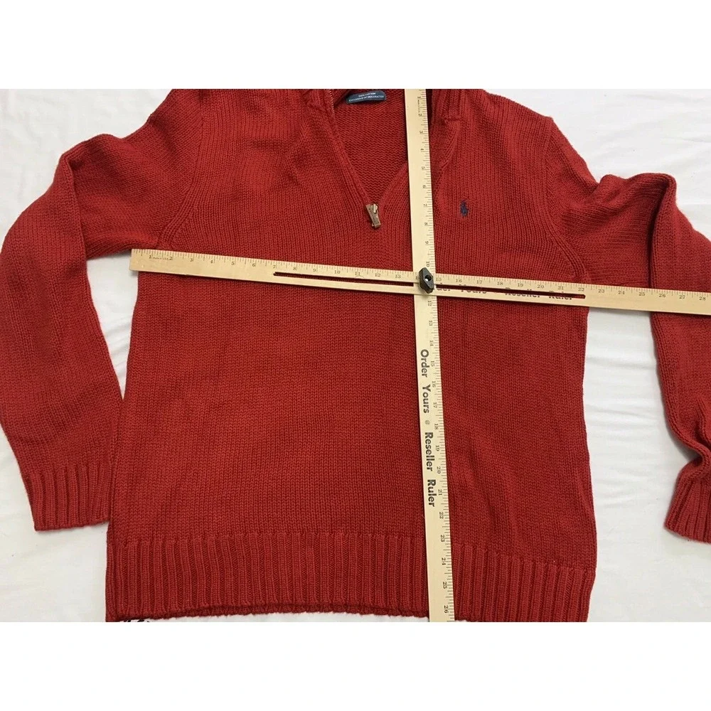 Ralph‎ Lauren Sweater Men's Large Po1o Pullover 100% Cotton Knit Red